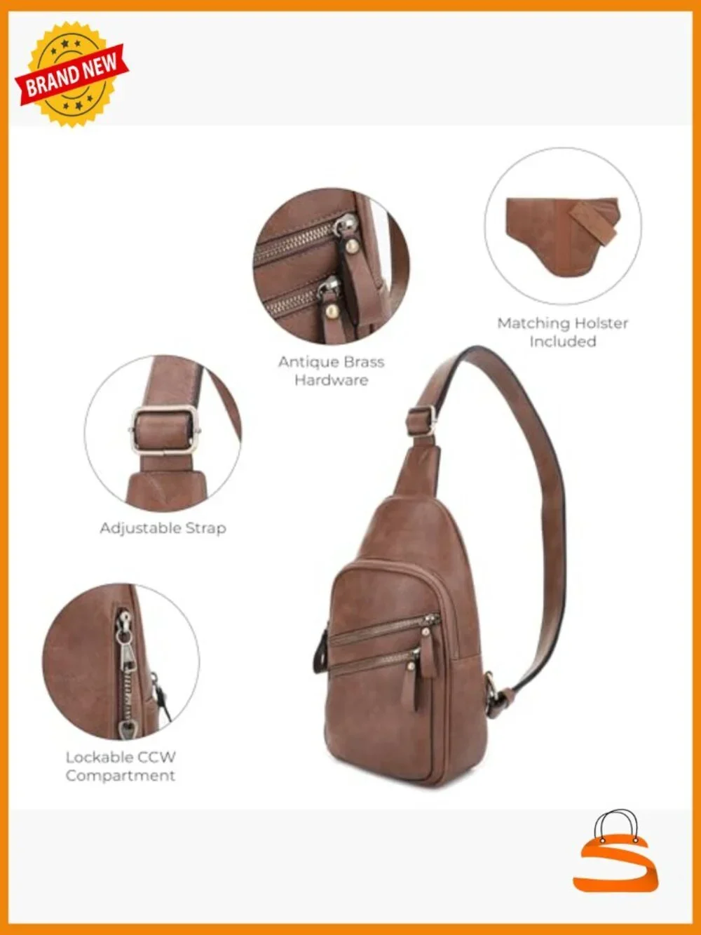 Unisex Multi-Pocket Concealed Carry Sling Bag Crossbody Backpack Purse